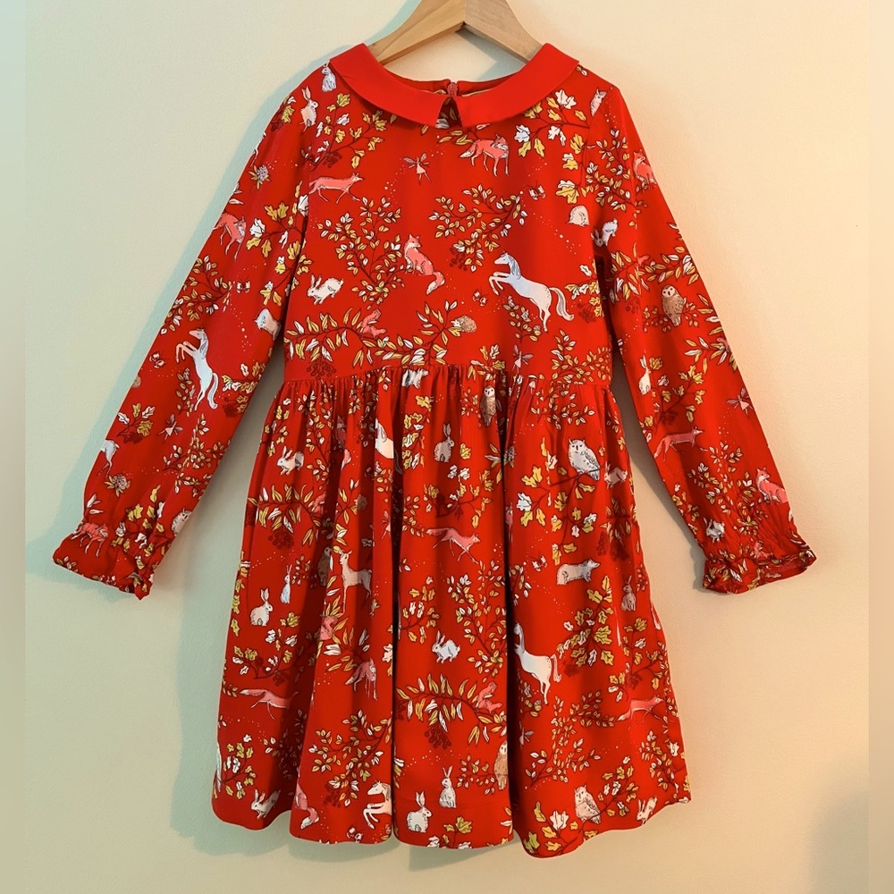 Mini Boden Girls Forest Animal Themed Dress size 7/8